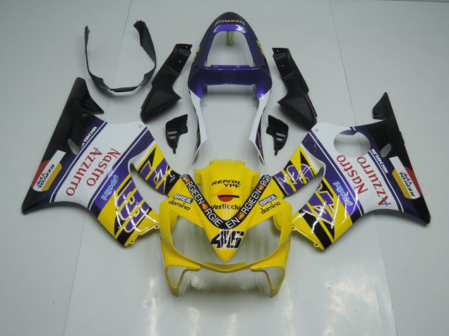 2001-2003 Yellow White Nastro Azzurro Honda CBR600 F4i Motorbike Fairing Canada 2001-2003 Yellow White Nastro Azzurro Honda CBR600 F4i Motorbike Fairing Canada