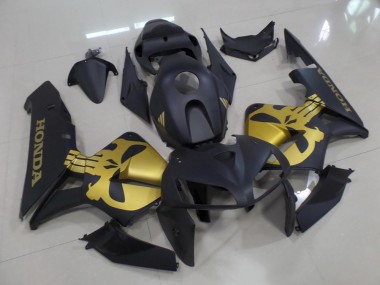 2005-2006 Matte Black with Gold Skull Honda CBR600RR Moto Fairings Canada