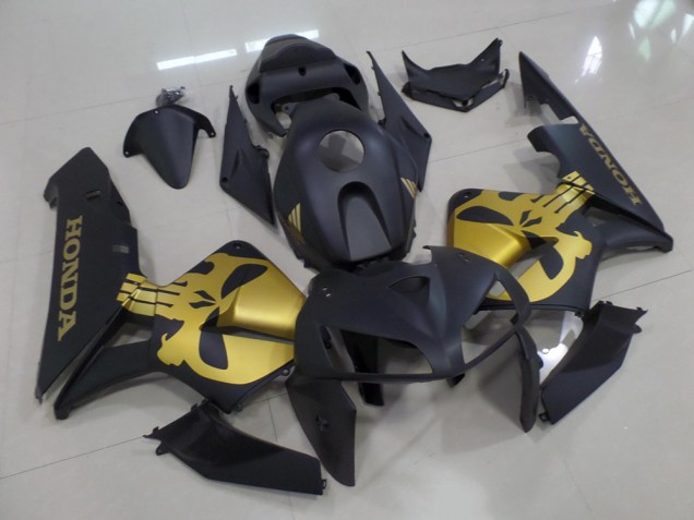 2005-2006 Matte Black with Gold Skull Honda CBR600RR Moto Fairings Canada 2005-2006 Matte Black with Gold Skull Honda CBR600RR Moto Fairings Canada