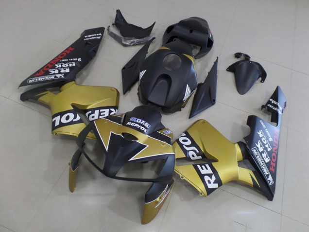 2005-2006 Black Gold Repsol Honda CBR600RR Motorcycle Fairings Kit Canada 2005-2006 Black Gold Repsol Honda CBR600RR Motorcycle Fairings Kit Canada