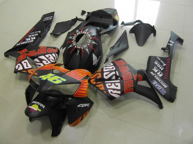 2005-2006 Rossi Matte Black Honda CBR600RR Motorcycle Fairings Kits Canada 2005-2006 Rossi Matte Black Honda CBR600RR Motorcycle Fairings Kits Canada