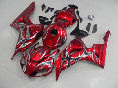 2006-2007 Red with Black Grey Flame Honda CBR1000RR Motorcycle Bodywork Canada