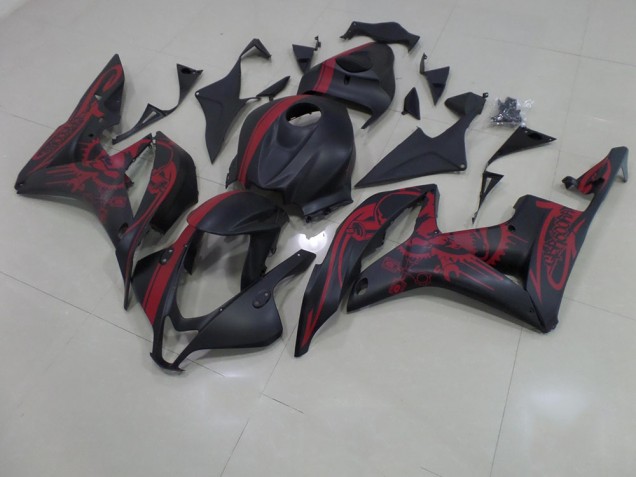 2007-2008 Matte Black Red Skull with Stripe Honda CBR600RR Motorcycle Fairing Canada 2007-2008 Matte Black Red Skull with Stripe Honda CBR600RR Motorcycle Fairing Canada