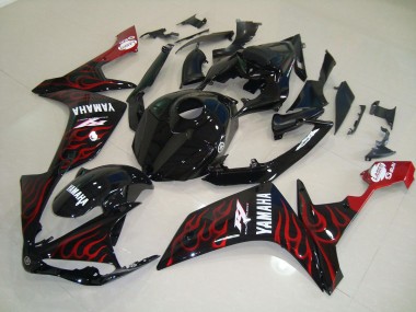 2007-2008 Glossy Black Flame Yamaha YZF R1 Motorcycle Fairings Kits Canada
