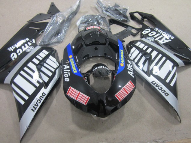 2007-2014 Black White Advance Alice Ducati 1098 Replacement Fairings Canada 2007-2014 Black White Advance Alice Ducati 1098 Replacement Fairings Canada