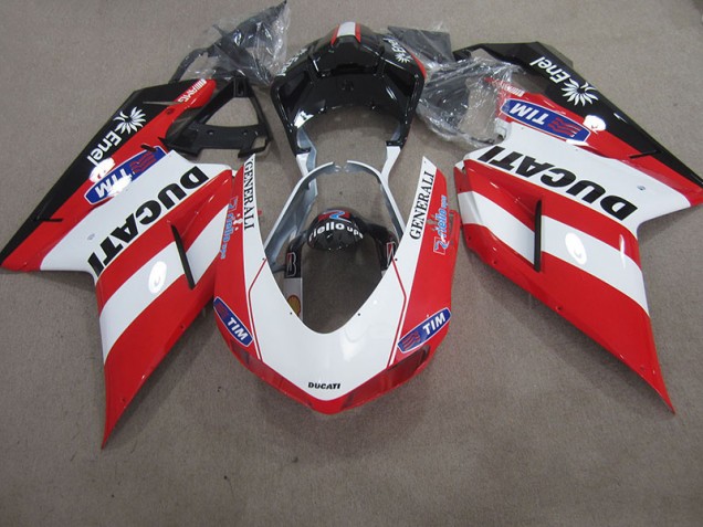 2007-2014 Red White Generali Tim Ducati 1098 Motorcycle Fairings Kit Canada 2007-2014 Red White Generali Tim Ducati 1098 Motorcycle Fairings Kit Canada