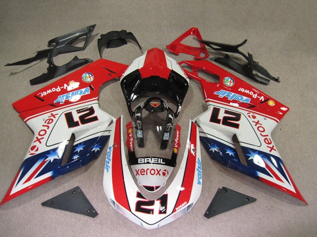 2007-2014 Red White Breil Xerox 21 Ducati 1098 Motorbike Fairings Canada 2007-2014 Red White Breil Xerox 21 Ducati 1098 Motorbike Fairings Canada