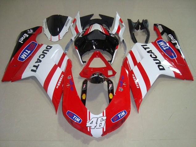 2007-2014 Red White Tim 46 Ducati 1098 Motorcycle Fairing Kit Canada 2007-2014 Red White Tim 46 Ducati 1098 Motorcycle Fairing Kit Canada