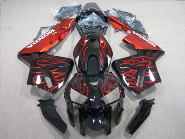 2005-2006 Black Red Flame Honda CBR600RR Motorcycle Fairings Kits Canada