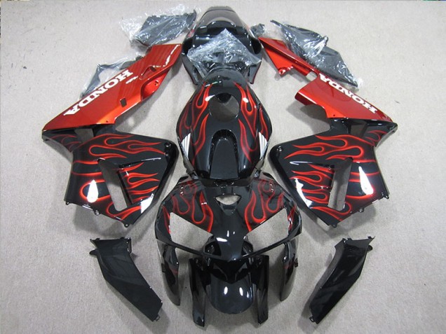 2005-2006 Black Red Flame Honda CBR600RR Motorcycle Fairings Kits Canada 2005-2006 Black Red Flame Honda CBR600RR Motorcycle Fairings Kits Canada