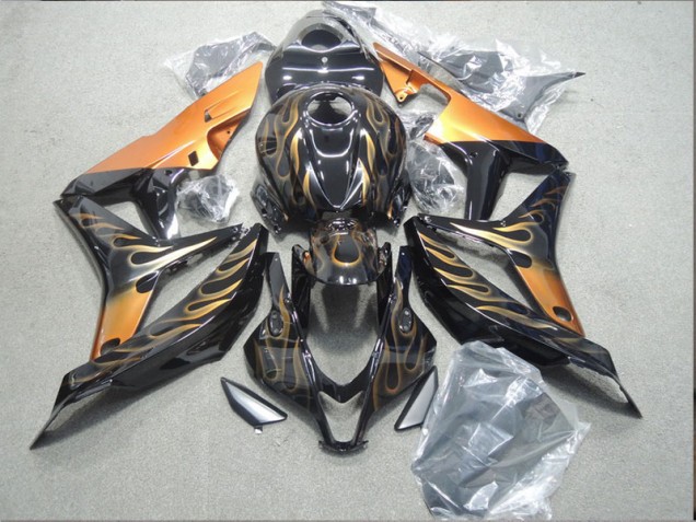 2007-2008 Black Orange Flame Honda CBR600RR Motorcycle Fairing Canada 2007-2008 Black Orange Flame Honda CBR600RR Motorcycle Fairing Canada