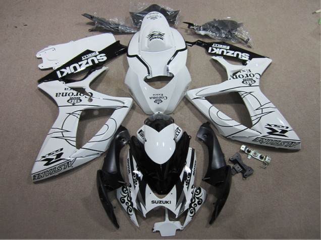 2006-2007 White Black Corona Extra Suzuki GSXR600 Motorcylce Fairings Canada 2006-2007 White Black Corona Extra Suzuki GSXR600 Motorcylce Fairings Canada