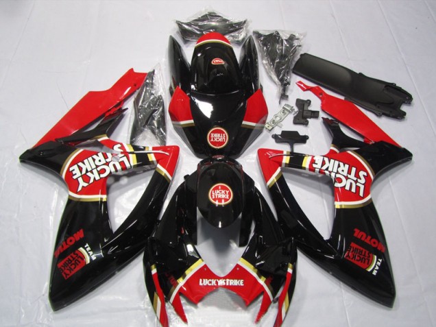 2006-2007 Black Red Lucky Strike Motul Suzuki GSXR600 Bike Fairing Kit Canada 2006-2007 Black Red Lucky Strike Motul Suzuki GSXR600 Bike Fairing Kit Canada