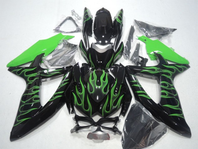 2008-2010 Black Green Flame Suzuki GSXR600 Bike Fairings Canada 2008-2010 Black Green Flame Suzuki GSXR600 Bike Fairings Canada