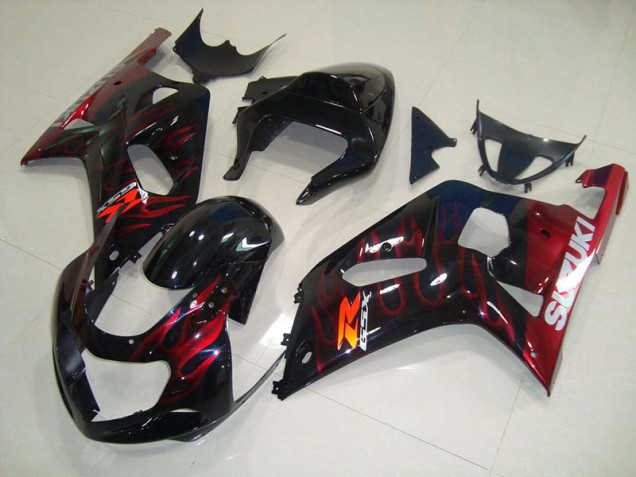 2001-2003 Black Red Flame Suzuki GSXR750 Bike Fairing Kit Canada 2001-2003 Black Red Flame Suzuki GSXR750 Bike Fairing Kit Canada