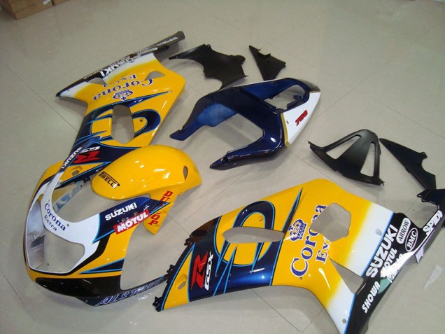 2001-2003 Yellow Blue Corona Extra Motul Suzuki GSXR750 Motorcycle Fairings Kits Canada 2001-2003 Yellow Blue Corona Extra Motul Suzuki GSXR750 Motorcycle Fairings Kits Canada