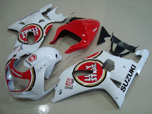 2001-2003 Red White Lucky Strike Suzuki GSXR750 Motorcyle Fairings Canada 2001-2003 Red White Lucky Strike Suzuki GSXR750 Motorcyle Fairings Canada