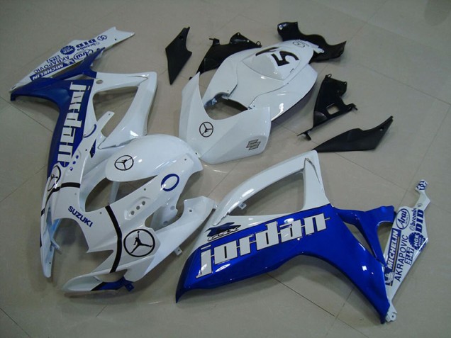 2006-2007 Blue White Jordan Suzuki GSXR750 Motorcycle Fairings Kits Canada 2006-2007 Blue White Jordan Suzuki GSXR750 Motorcycle Fairings Kits Canada