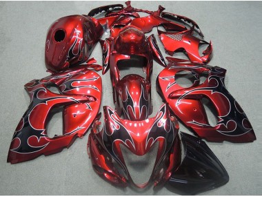 1996-2007 Red with Black Flame Suzuki GSXR1300 Hayabusa Motorcycle Fairings Kits Canada
